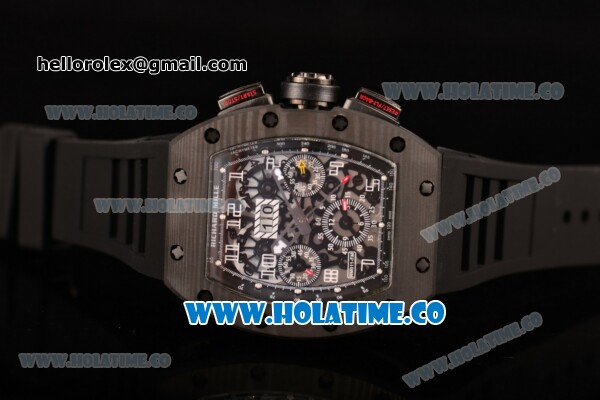 Richard Mille RM 011 Felipe Massa Flyback Chronograph Swiss Valjoux 7750 Automatic Carbon Fiber Case with Skeleton Dial and Black Inner Bezel - 1:1 Original - Click Image to Close